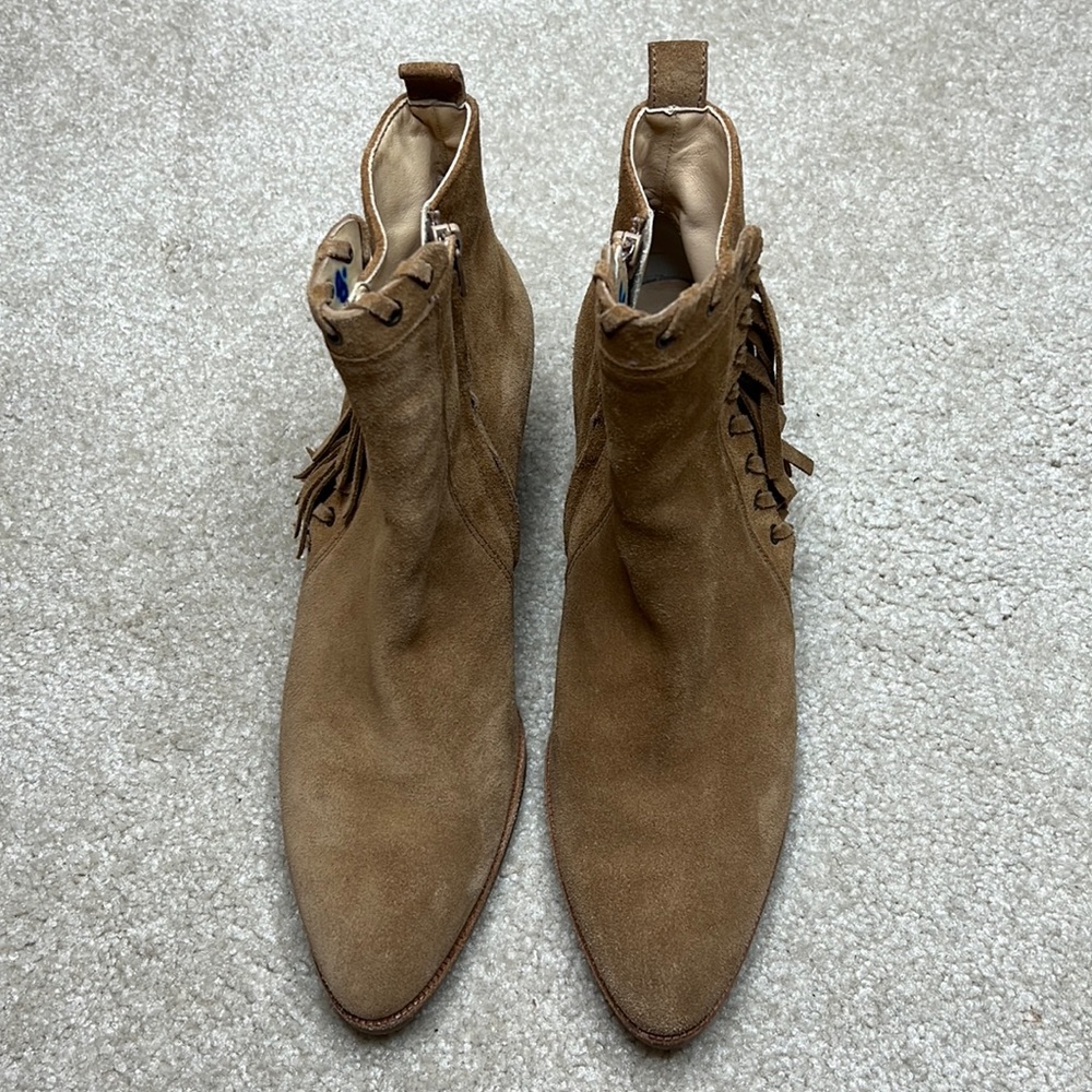 Paul Green Suede Western Style Bootie UK 7 US  9.5 Tan Caramel Color